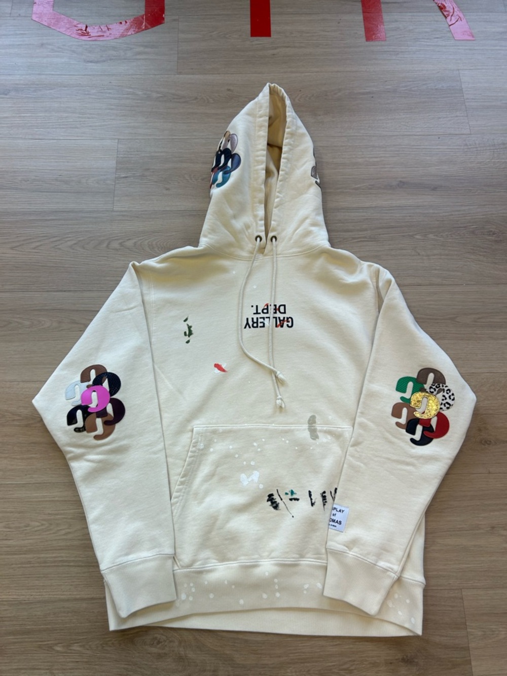 Gallery Dept Cream Graphic Paint-Splatter Hoodie